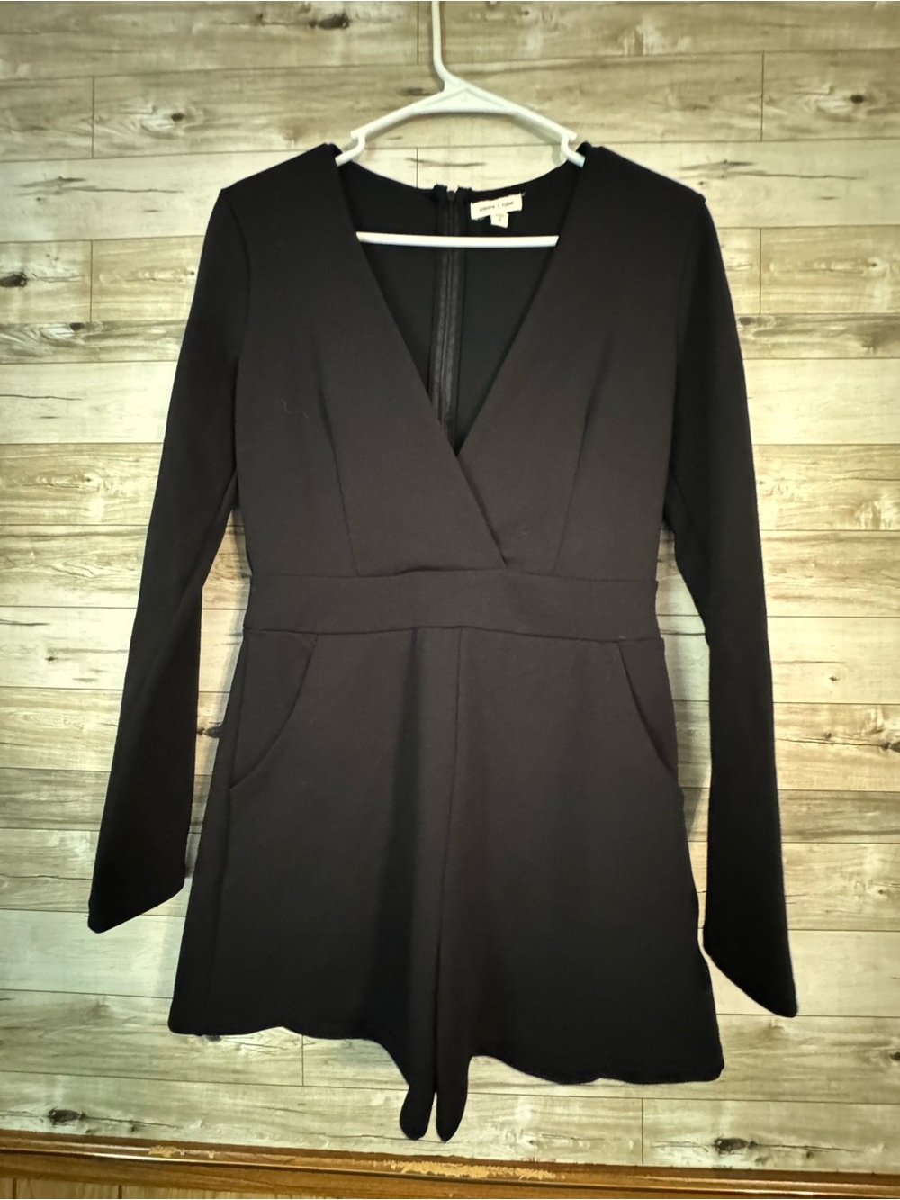 silence + noise Black Long-Sleeve V-Neck Romper Dress